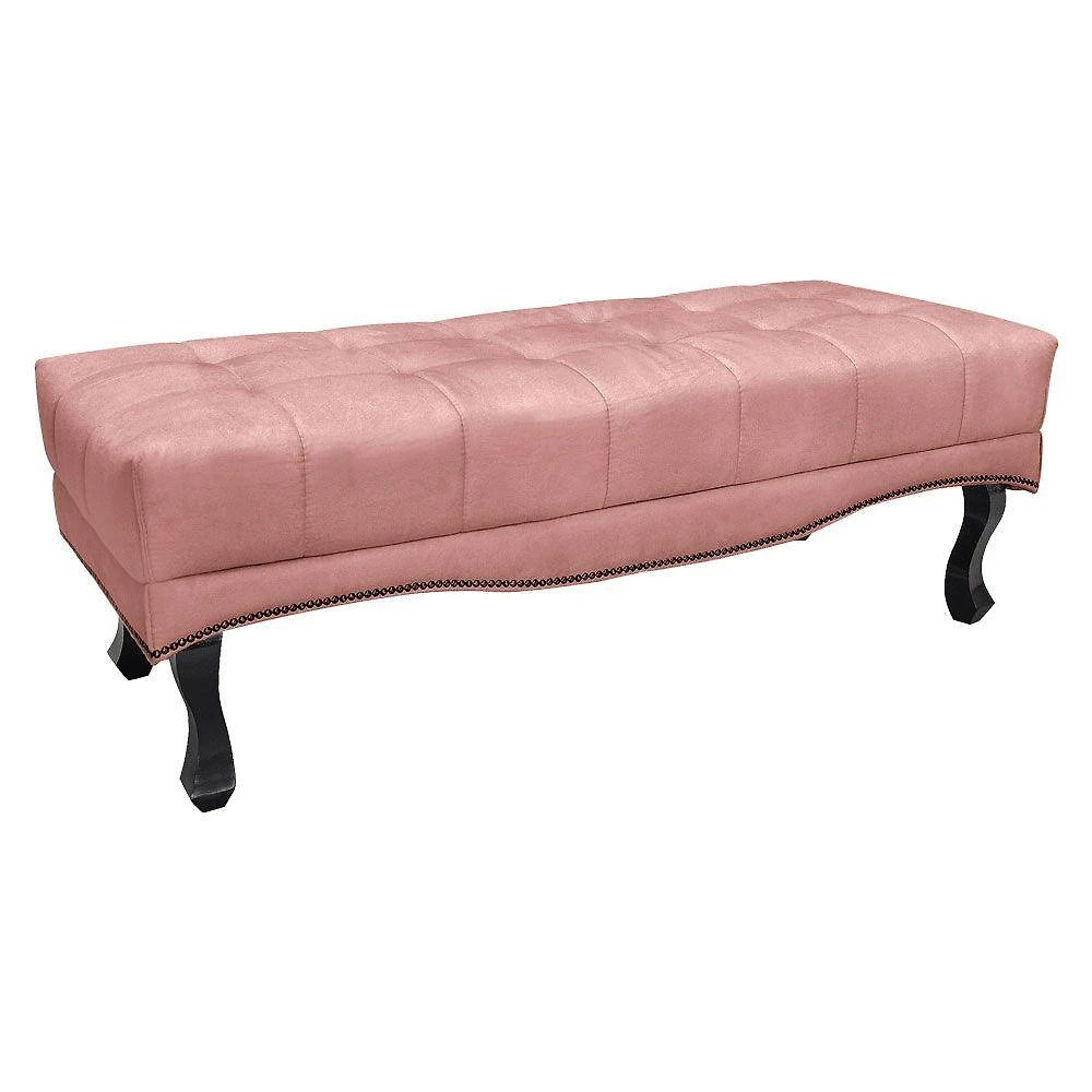 Calçadeira Recamier Solteiro 0,90M Vicenza Veludo Cor Rosa