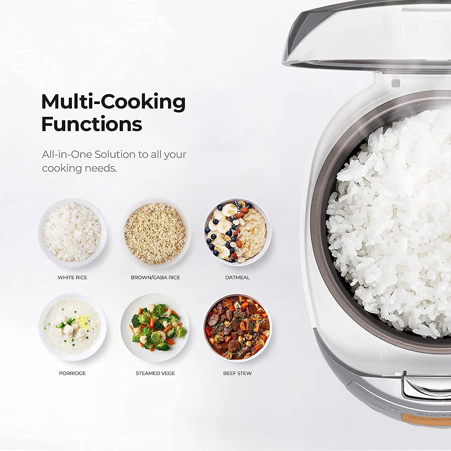 CUCKOO CR0632F Panela de Arroz Elétrica 14L Multifuncional com 9 Configurações e Desligamento Automático 110V Branco