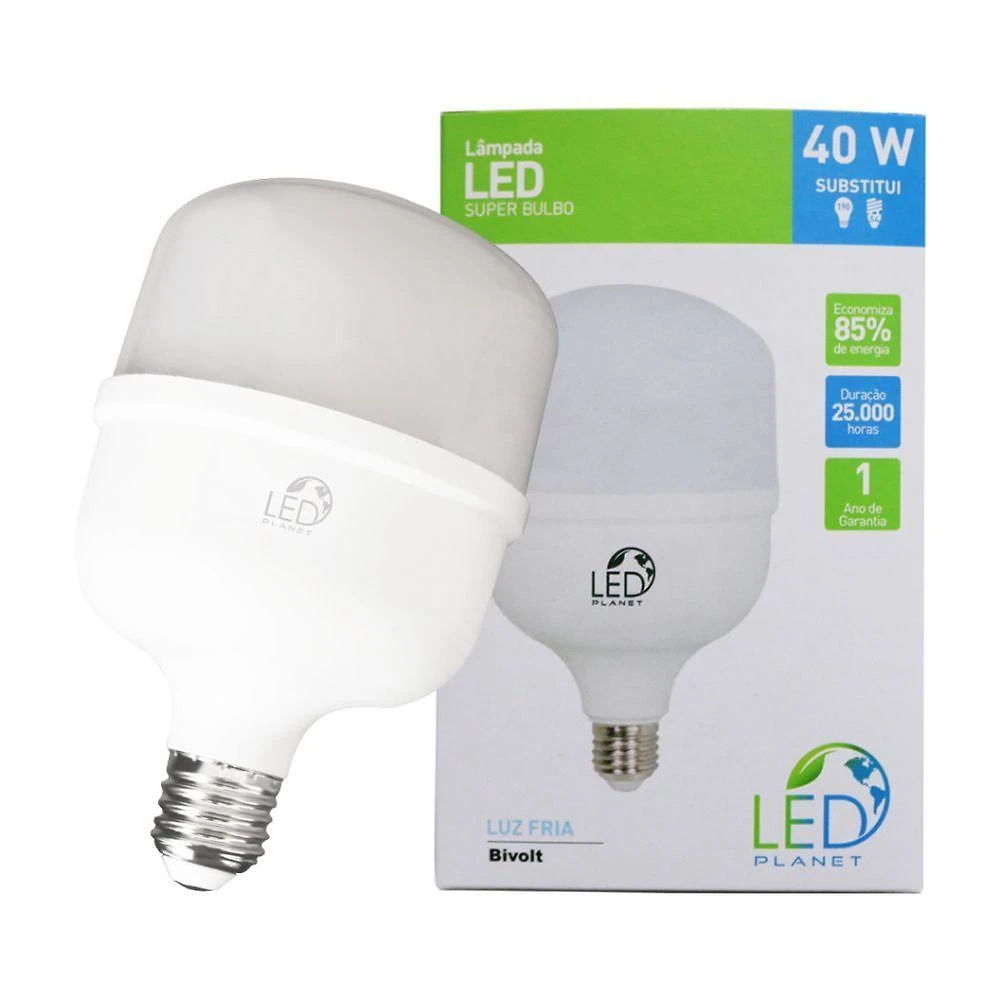 Lâmpada LED Super Bulbo 40W 6500K Economia 85% Branco Frio Base E27 Bivolt OEM