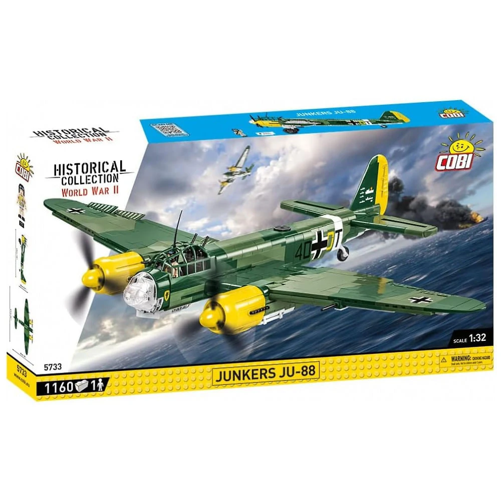 Kit de Construção Avião Junkers JU88 da Segunda Guerra Mundial com 1160 Peças, COBI, Verde