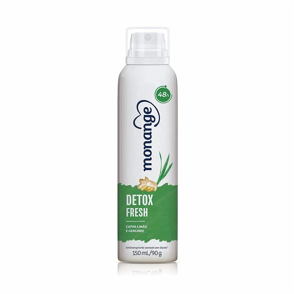 Desodorante Aerossol Monange Detox Fresh Capim Limao E Gengibre 90g