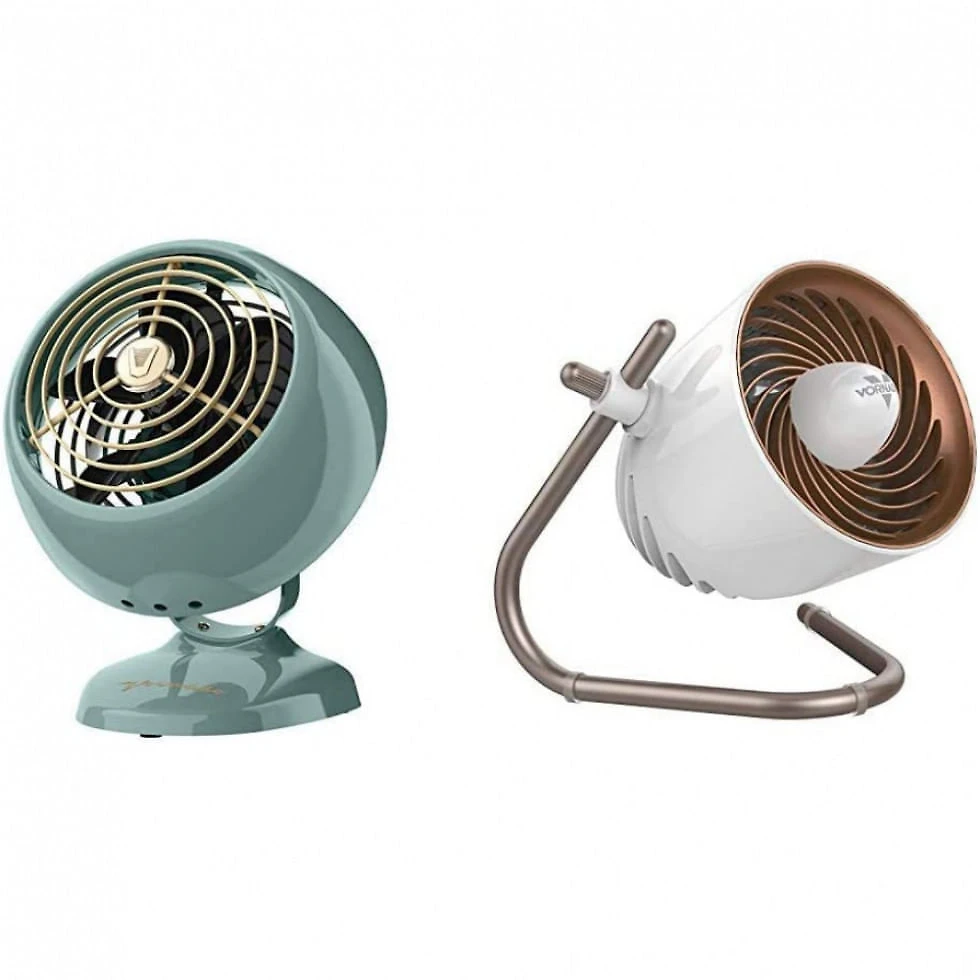 Conjunto de Ventiladores de Mesa Retro Vornado 110V, Verde e Branco,