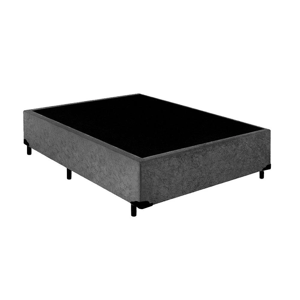 Cama Box Casal Blindado Extremo Reforçado Madeira Suede Cinza Homequeen