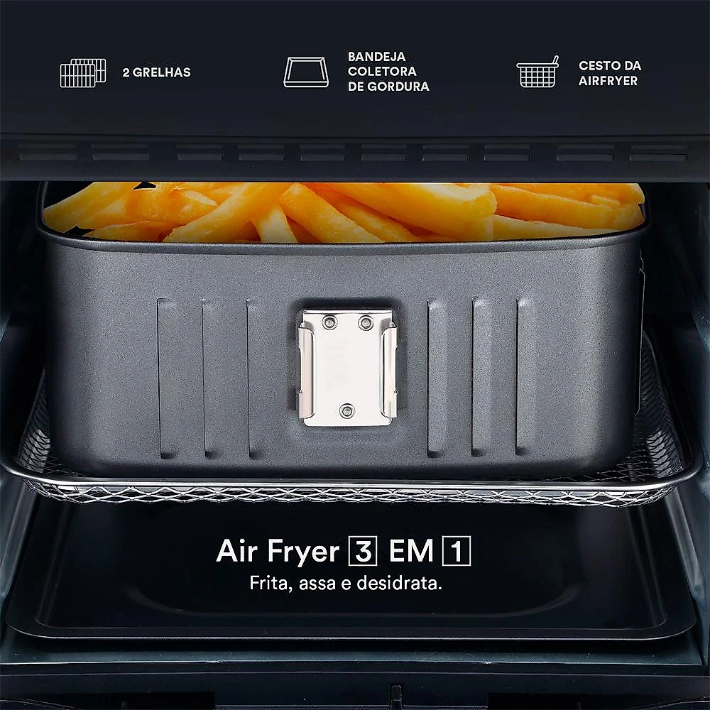 Fritadeira Sem Óleo Air Fryer EOS Premium 12L Digital Touch Titanium EAF12T 220V