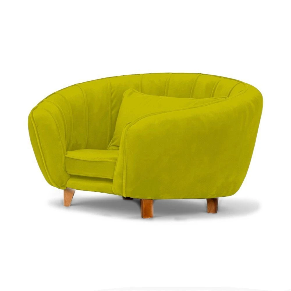 Caminha Tipo Poltrona Loja Sheep Bela para Cães e Gatos em Veludo Amarelo com Almofadinha