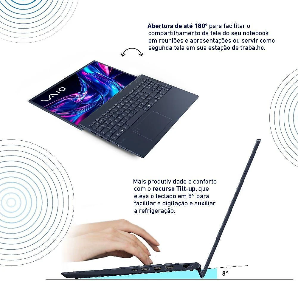 Notebook Vaio FE16 Intel Core I7-1355u Linux 24gb Ram 512gb Ssd 16 Ips Wuxga Antirreflexo Cinza Grafite