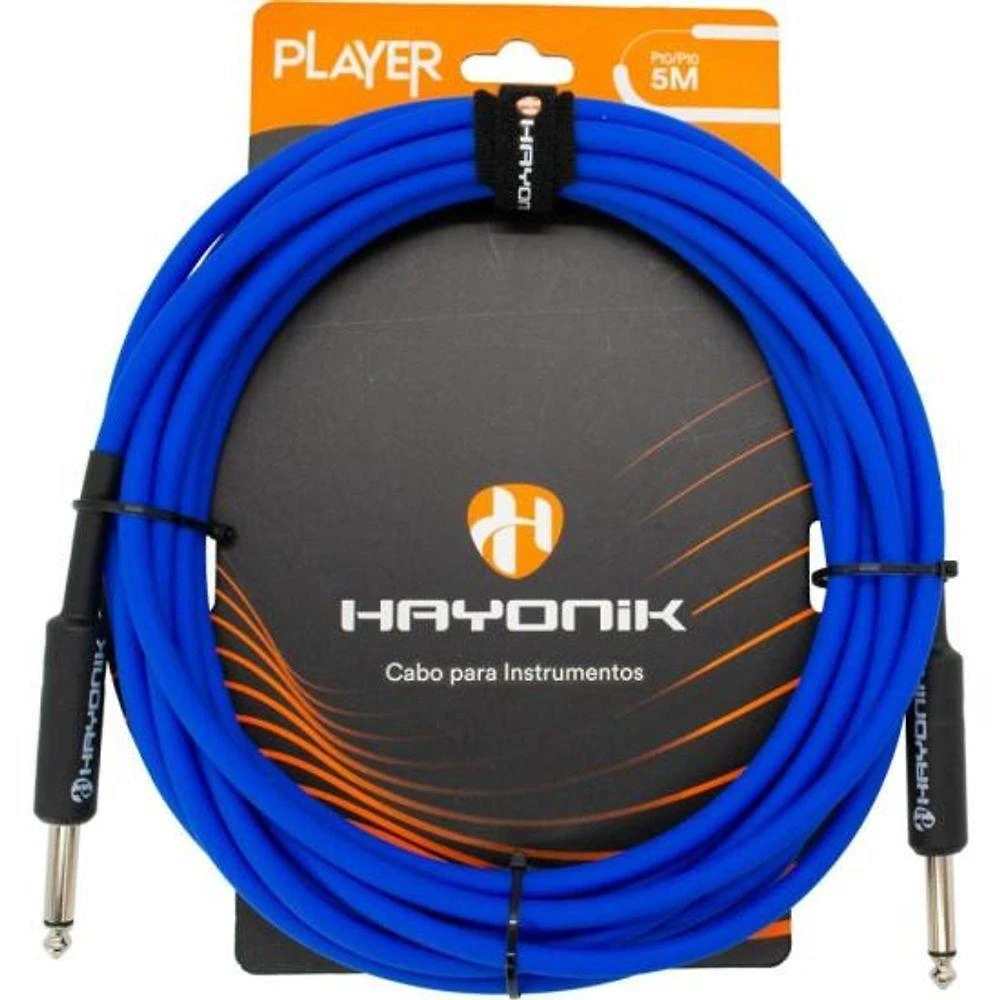 Cabo para Instrumento Player P10 X P10 5m Azul com Revestimento PVC 6,00mm Hayonik