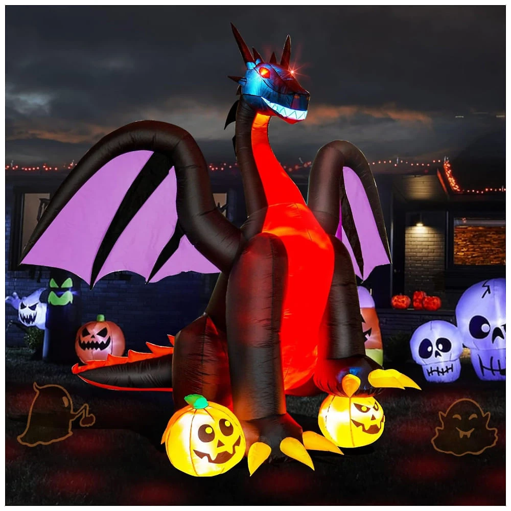 Fantasma Inflável de 2,7 Metros com Luzes LED para Decoração de Halloween