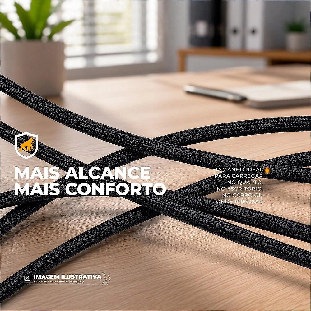 Cabo Multifuncional 3 em 1 Tipo C/ Tipo C 1.2 metros Carregamento até 240W com Lanterna LED e Acendedor Elétrico - Hydra - Gshield