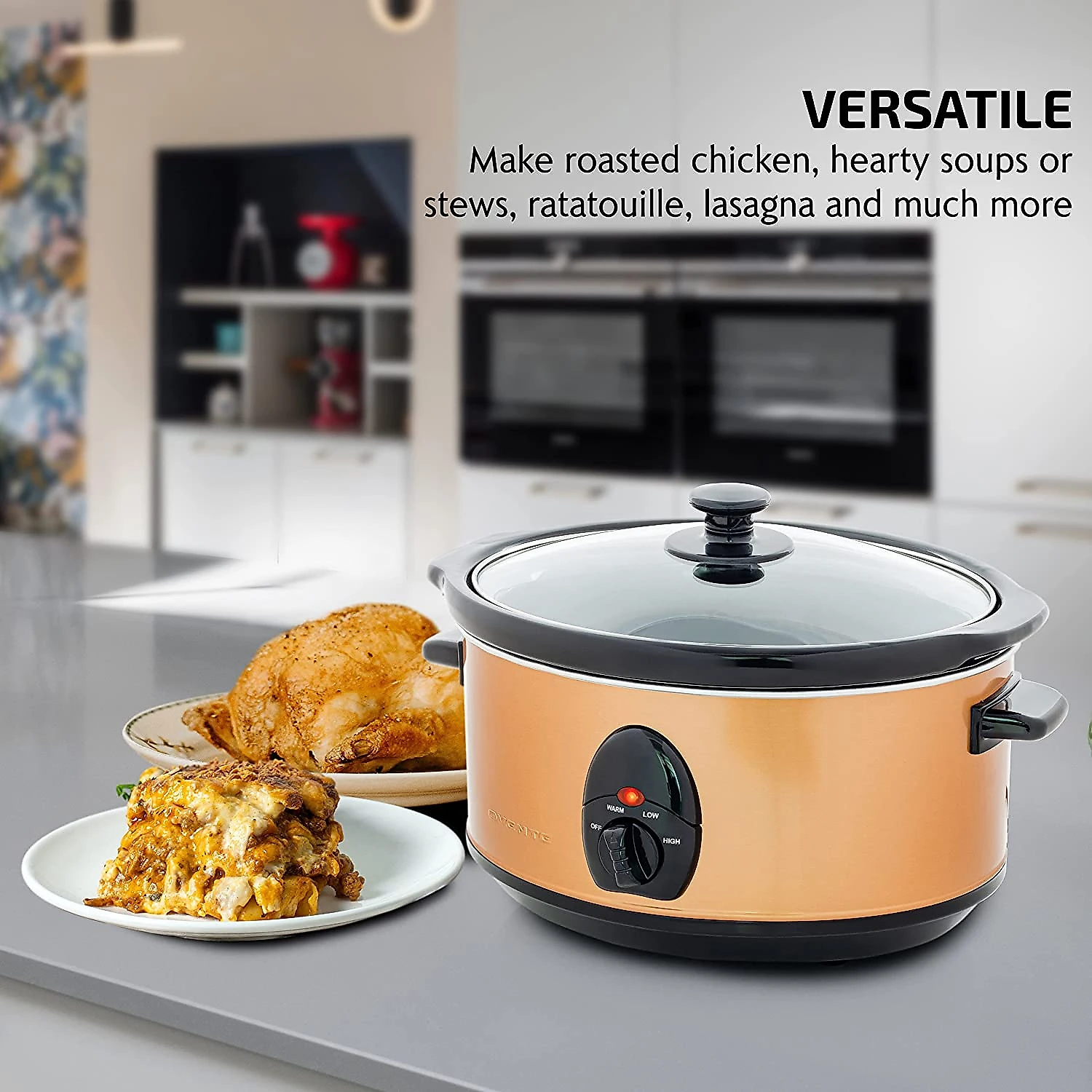 Ovente Panela Elétrica 35L Multifuncional Aço Inoxidável 3 Te mperaturas 110V200W Laranja