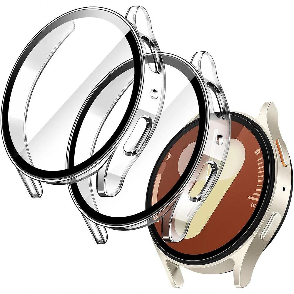 Capa Com Protetor De Tela Para Samsung Galaxy Watch 7 40mm, Case Capinha Protetora Geral, Película De Vidro Temperado Em