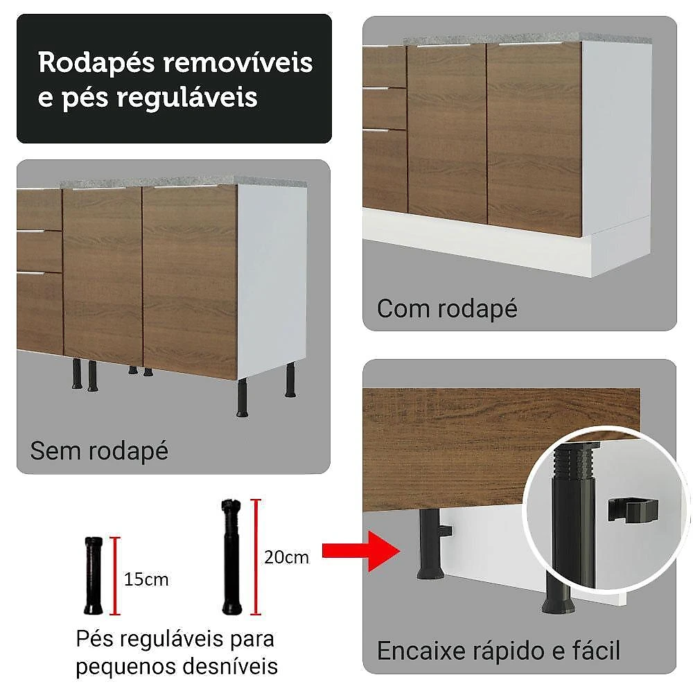 Armário de cozinha completa 549cm branco/rustic stella madesa 01
