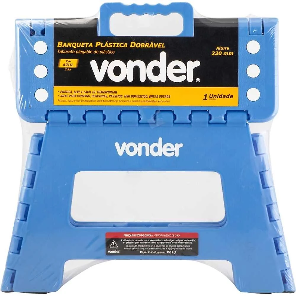Banqueta plástica dobrável azul 220mm vonder