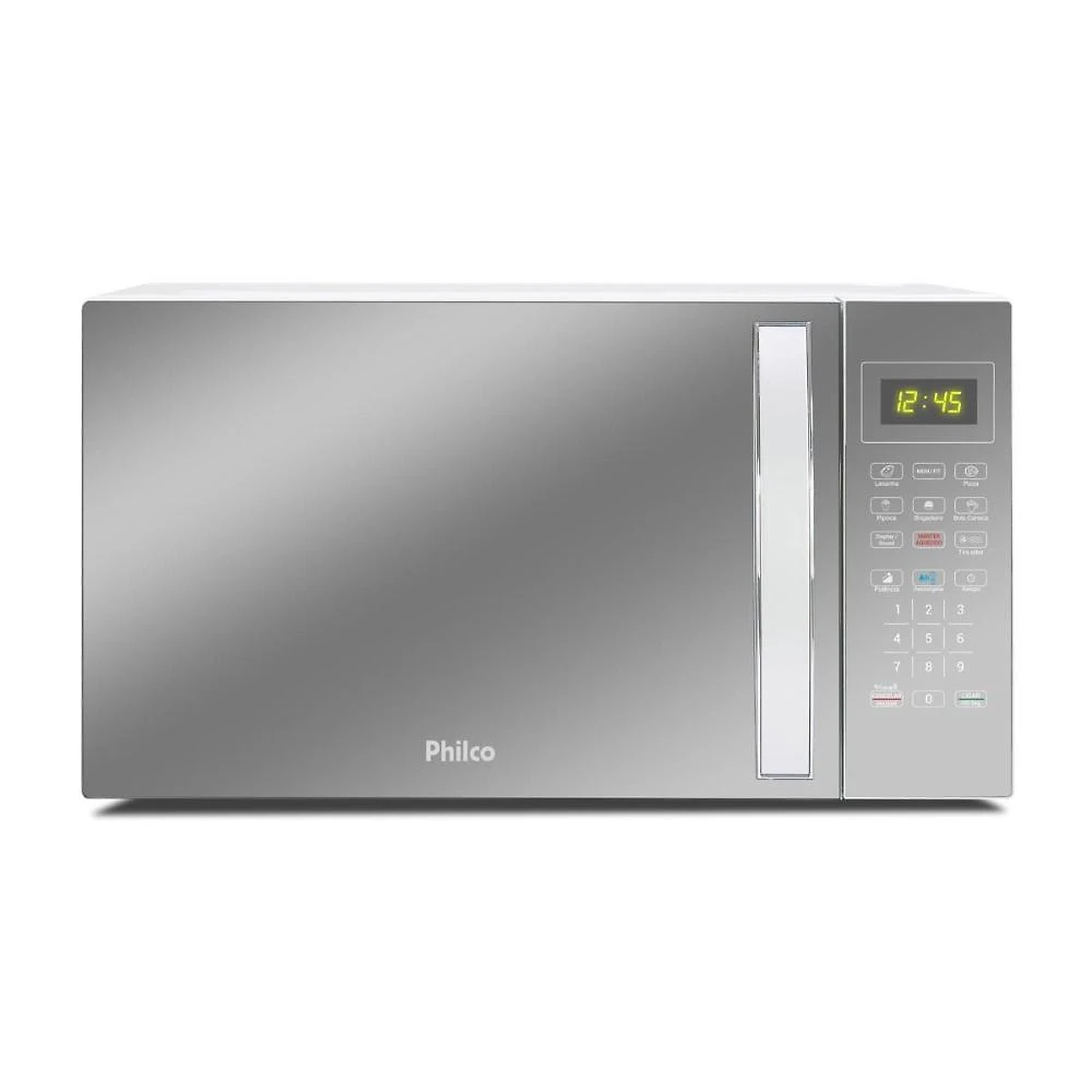 Micro-ondas philco pmo38e 1400w com função manter aquecido e tirar odor – branco espelhado