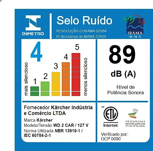 Aspirador de Pó e Líquidos Kärcher WD2 Car 1000W 12L com Kit Automotivo e Função Sopro 110V