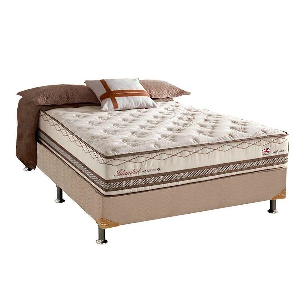 Cama Box com Colchão Casal Istambul Euro Pillow Molas Ensacadas Suede Bege Herval