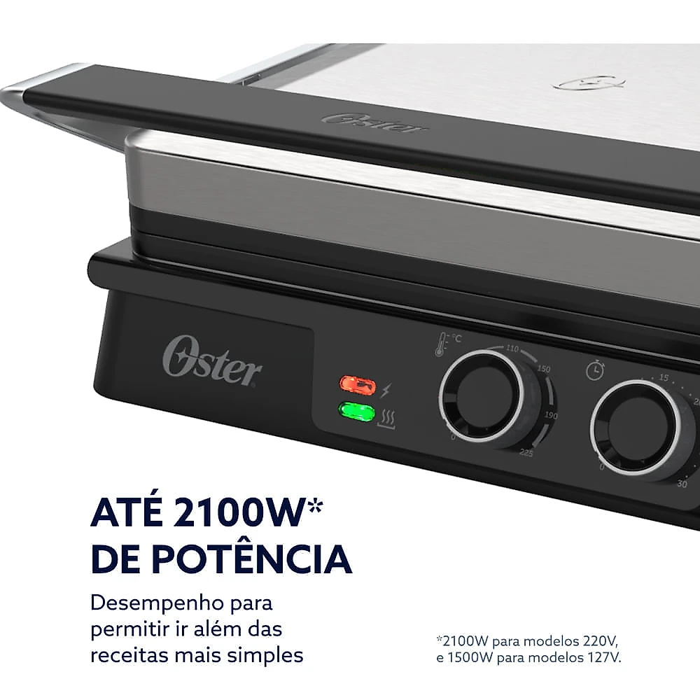 Grill Elétrico Multiuso Oster com Chapas Antiaderentes Destacáveis - OGRL640 110