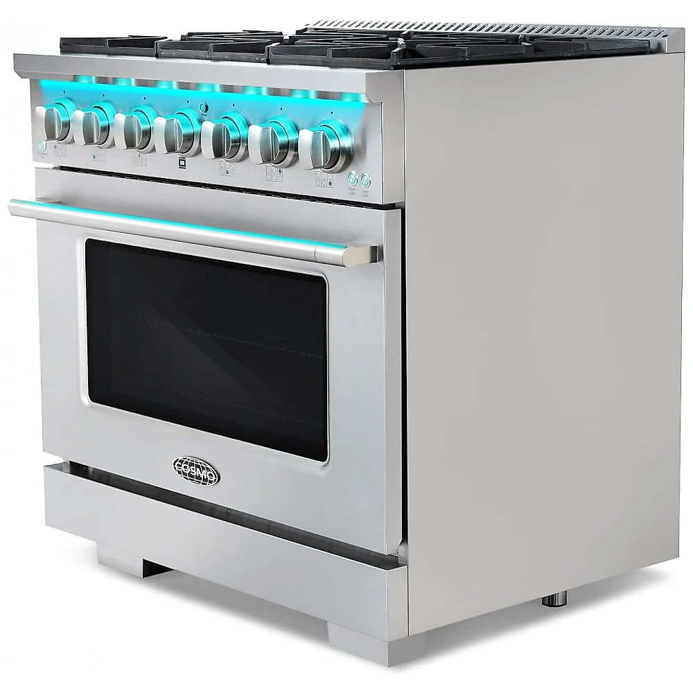 Fogão 6 bocas 91cm Cosmo inox Vista forno a gás 127L convecção dupla 110V