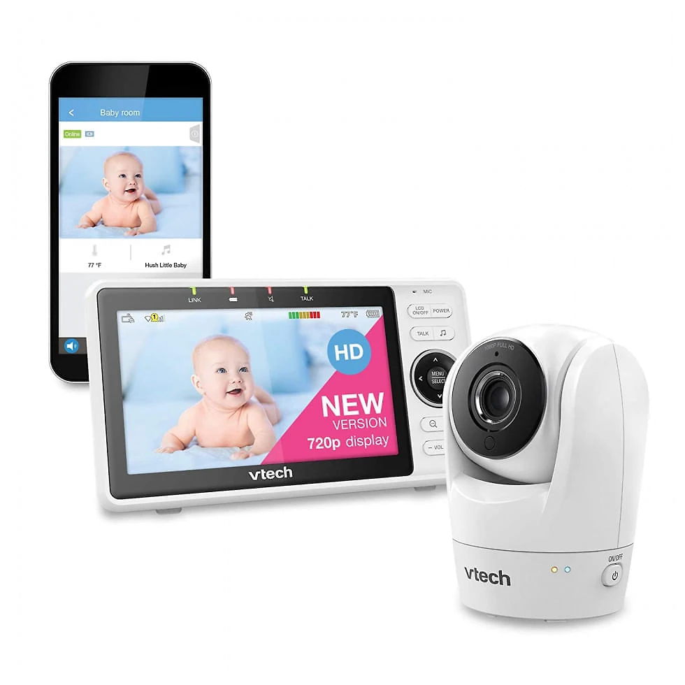 Babá Eletrônica VTech VM901 Câmera 1080P HD e Monitor 360º 720P com Visão Noturna para IOS e Android