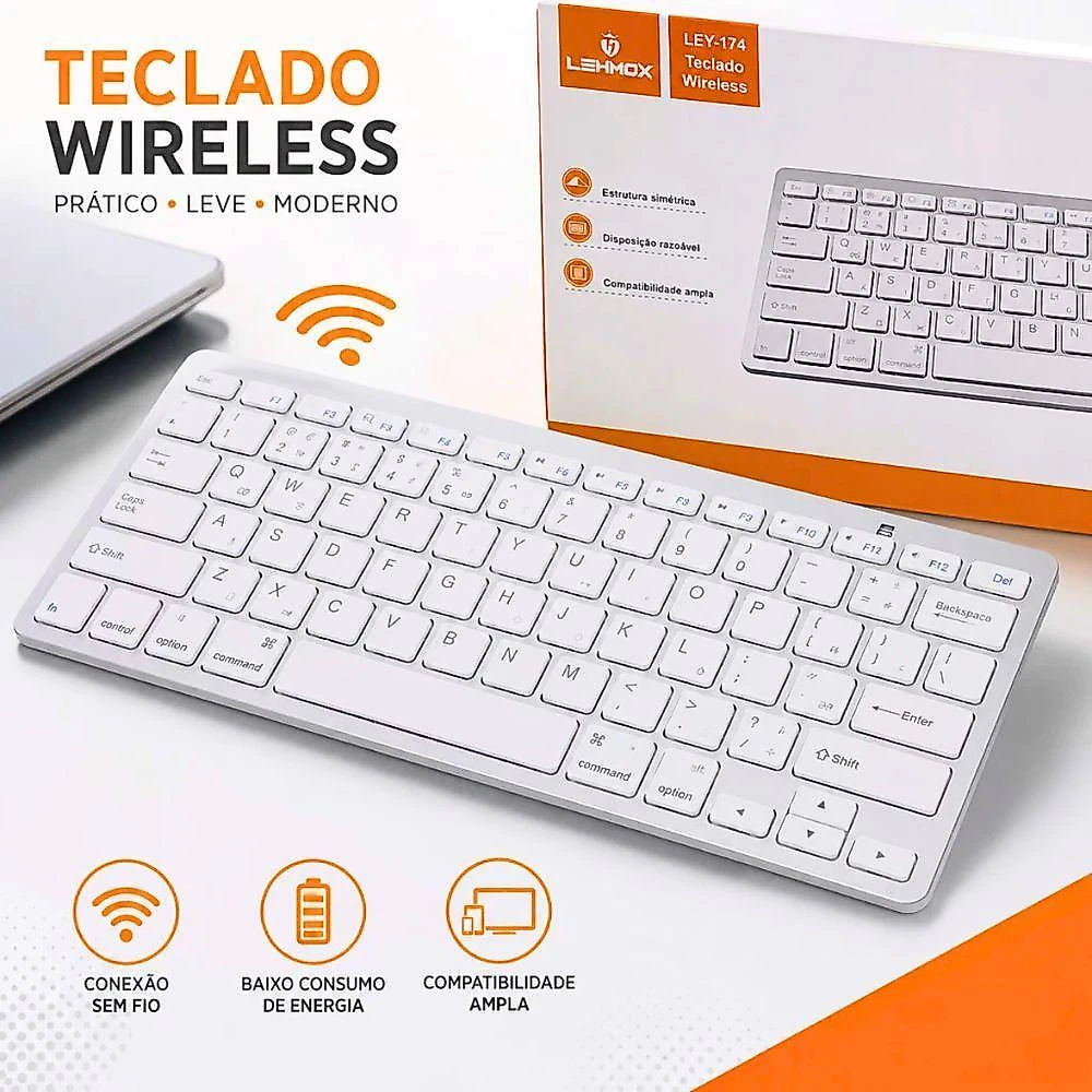 Teclado Bluetooth LAY-174 Conexão Estável Design Ultrafino Cinza Lehmox