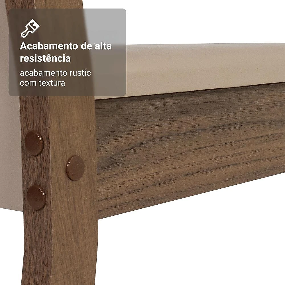 Conjunto sala de jantar alva mesa tampo de madeira 4 cadeiras rustic/crema/sintético bege madesa