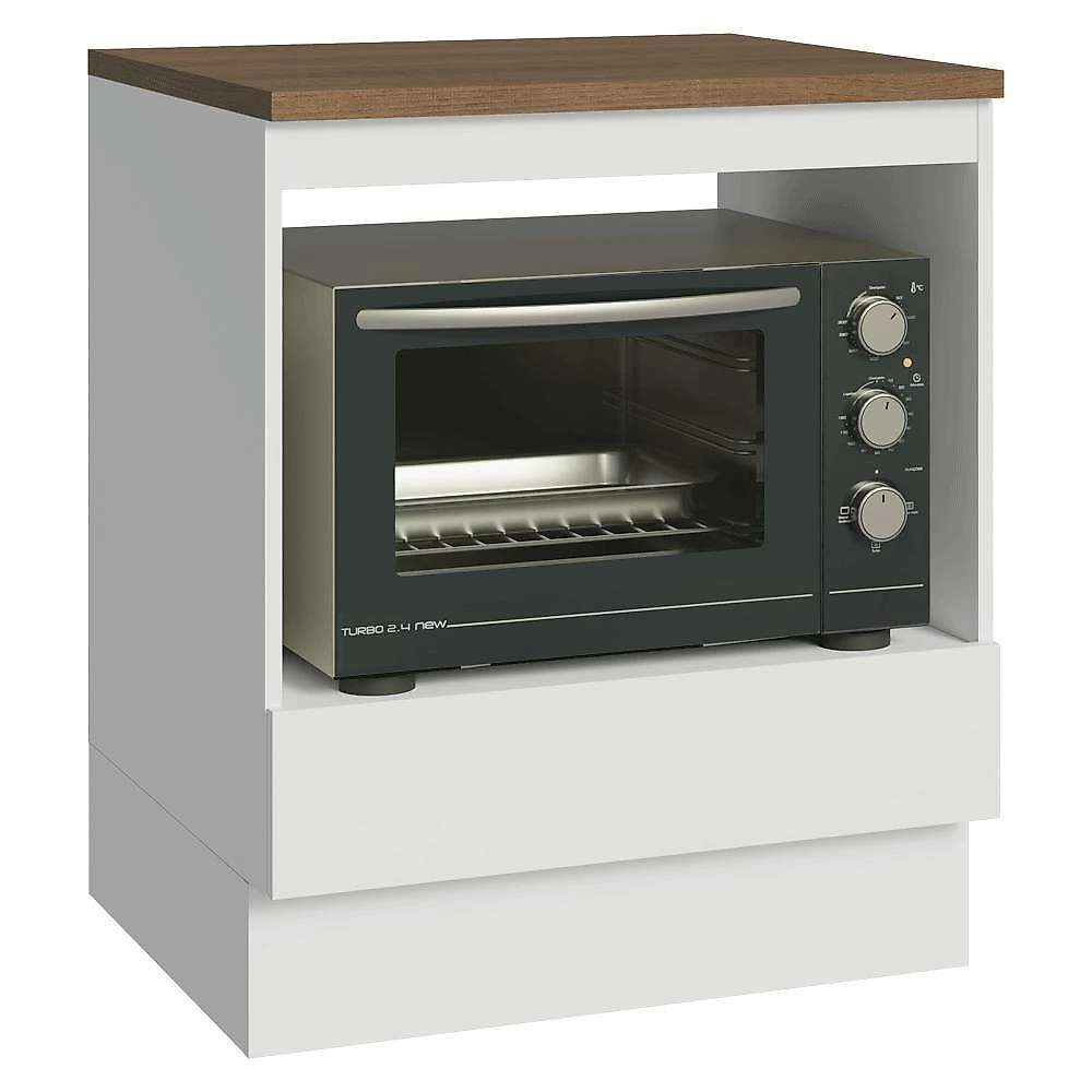 Balcão forno/microondas 70x60 cm 1 gav bra c/t rustic madesa branco/rustic