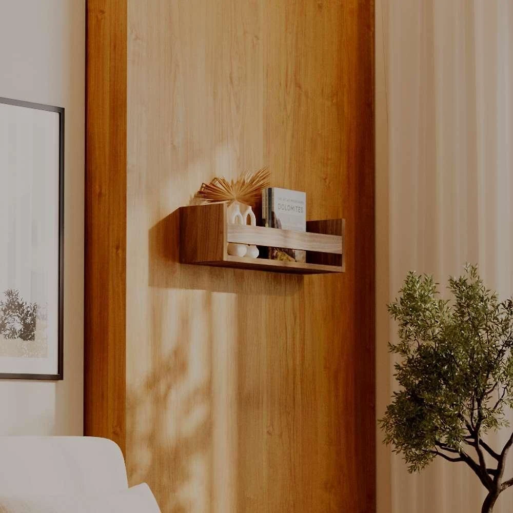 Prateleira Porta Objeto Freijó 60 X 12cm Suporte Invisivel