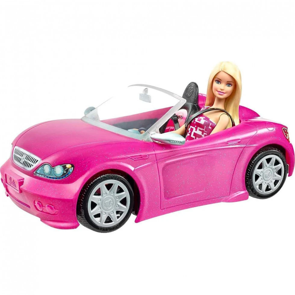 Carro Conversível da Barbie com 2 Lugares e Boneca Inclusa, Rosa