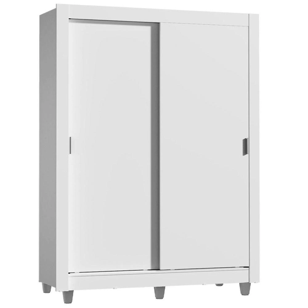 Guarda-roupa solteiro madesa dallas 2 portas de correr 2 gavetas com pés - branco