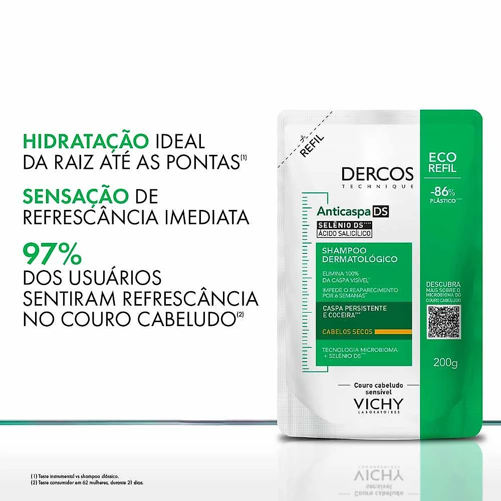 Vichy dercos shampoo anticaspa ds - cabelos secos refil 200g