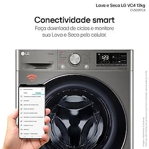 Lava e Seca LG 12Kg/7Kg Smart VC4 com Inteligência Artificial AI DD™ CV5012PC4 - Inox 110V