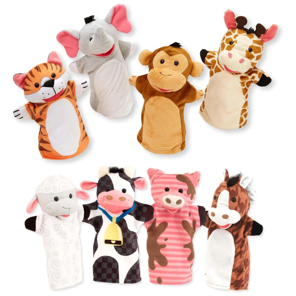 Kit 8 Fantoches de Mão, Tema Animais para Crianças Acima de 2 Anos, Melissa & Doug