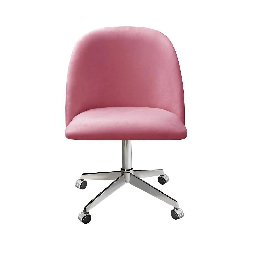 Poltrona Gaia Giratória com Rodinhas Suede Rosa 280 Bella Decor