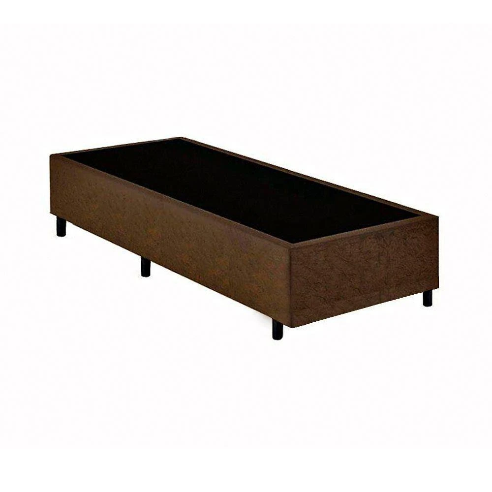 Cama Box Solteiro Blindado Extremo Reforçado em Madeira Suede Marrom Homequeen