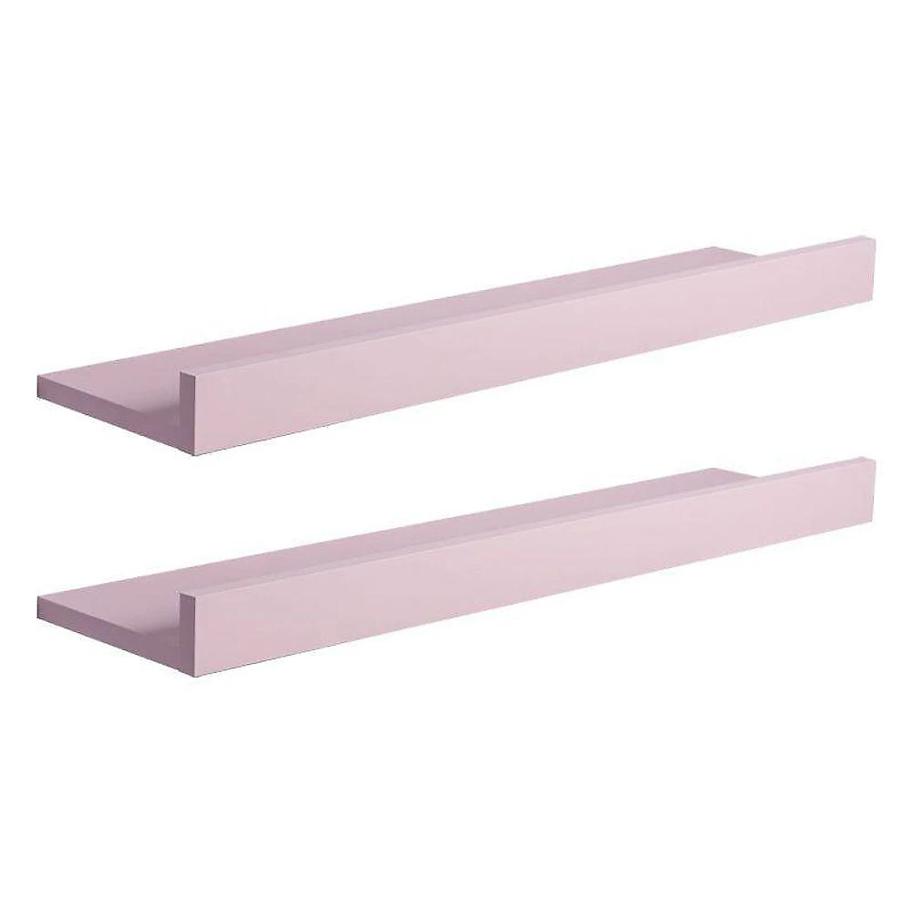 Prateleira Kit 2 Porta Quadros 80X10CM MDP Suporte Invisível Moderno Sala Rosa Claro Mercado webcontinental-7899983663790