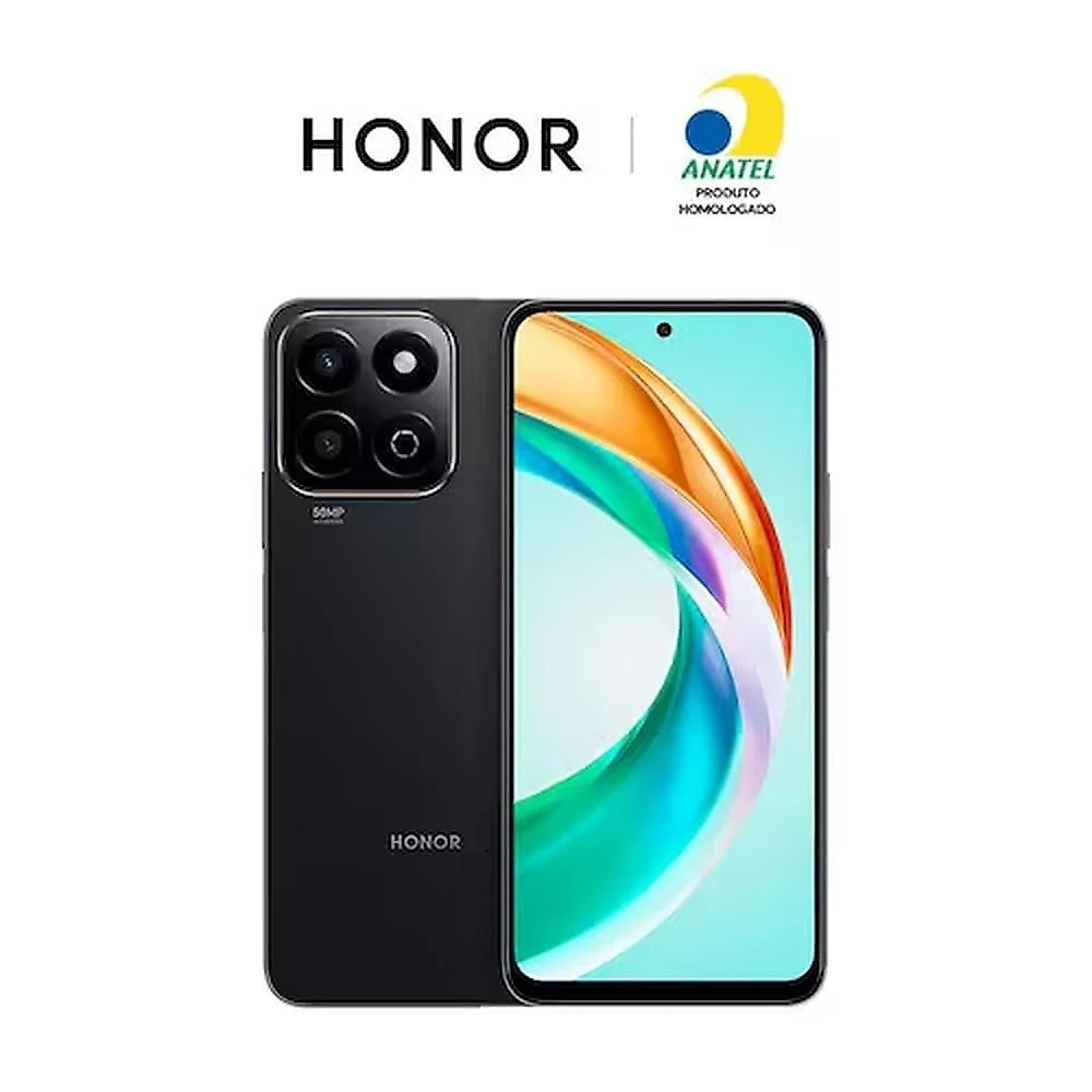 Smartphone honor x6b 5g preto 256gb, 4+4gb ram turbo, tela de 6.6’’, snapdragon 4ª geração e câmera traseira dupla de até 50mp