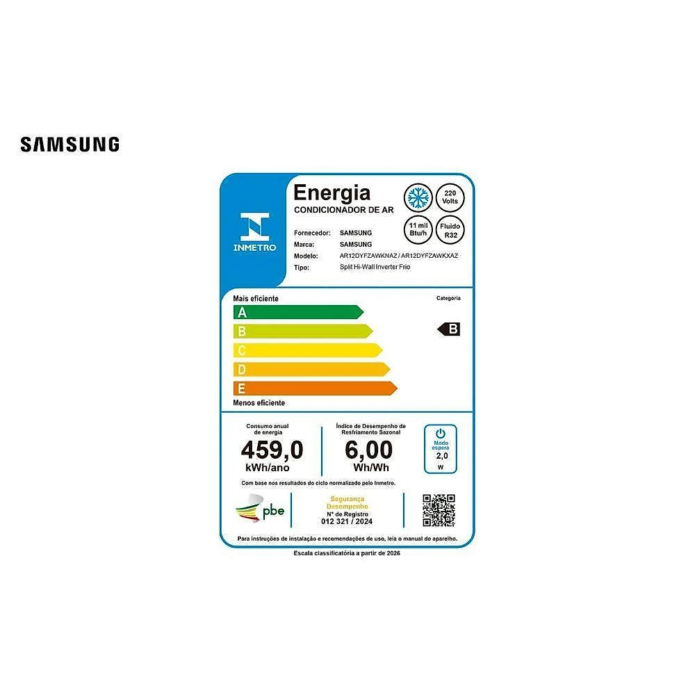 Ar Condicionado Split Samsung 12000 BTUS Frio 220V AR12DYFZAWKNAZ