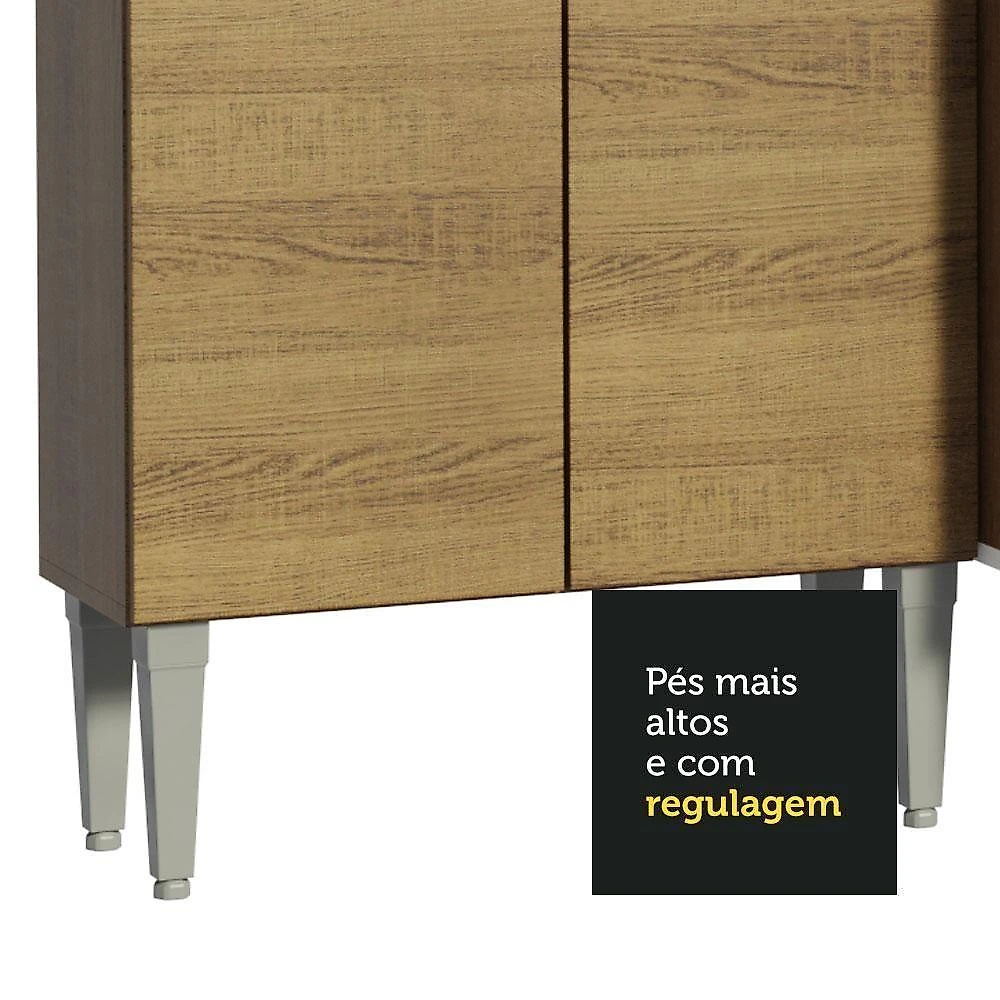 Armário De Cozinha Completa 293cm Com Pia Rustic Emilly Madesa 09 Rustic