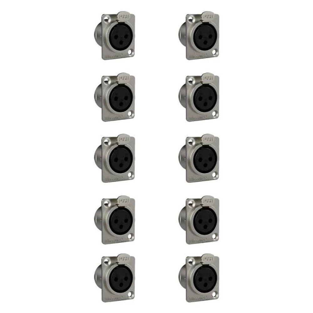 Kit Conectores Xlr Femea Wc 1023 Fp Bk Ni 3p P- Painel (10 Un) Wireconex