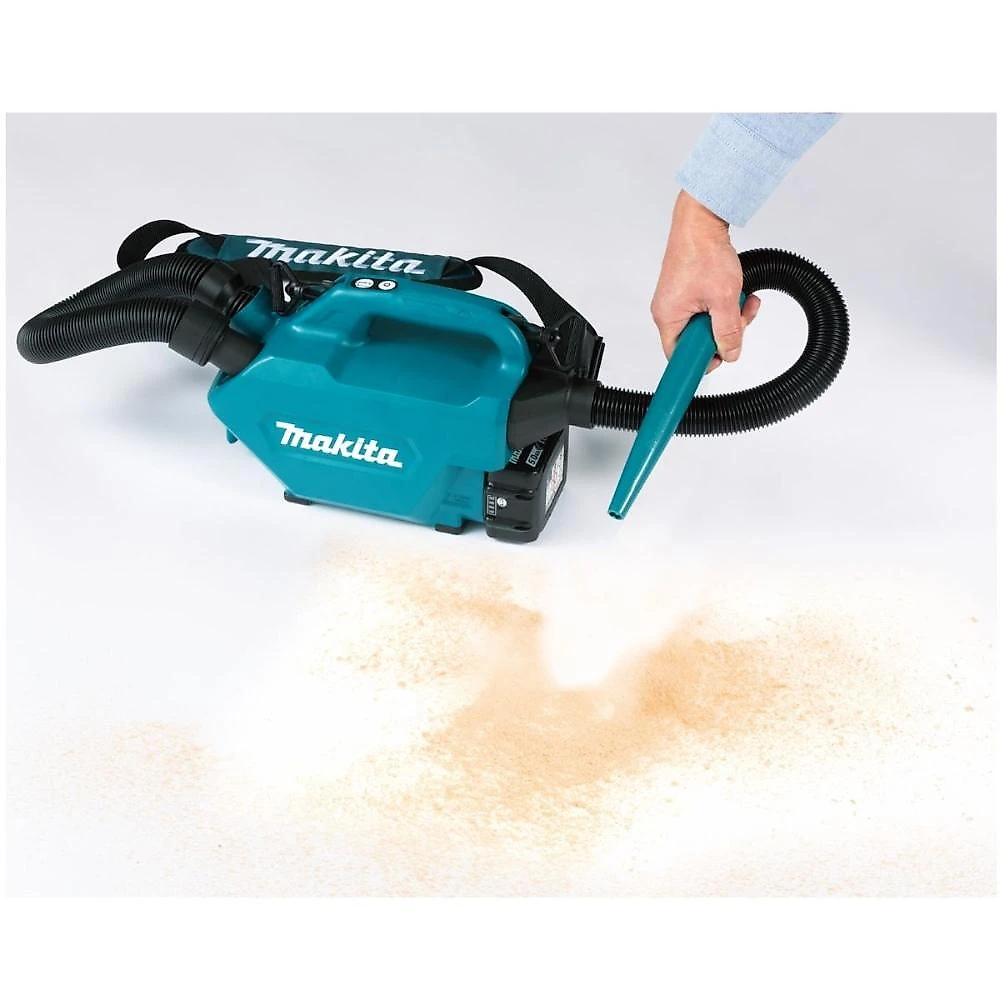 Aspirador de pó 500ml sem fio 18v com bateria carregador mangueira bolsa bicos dcl184rf makita