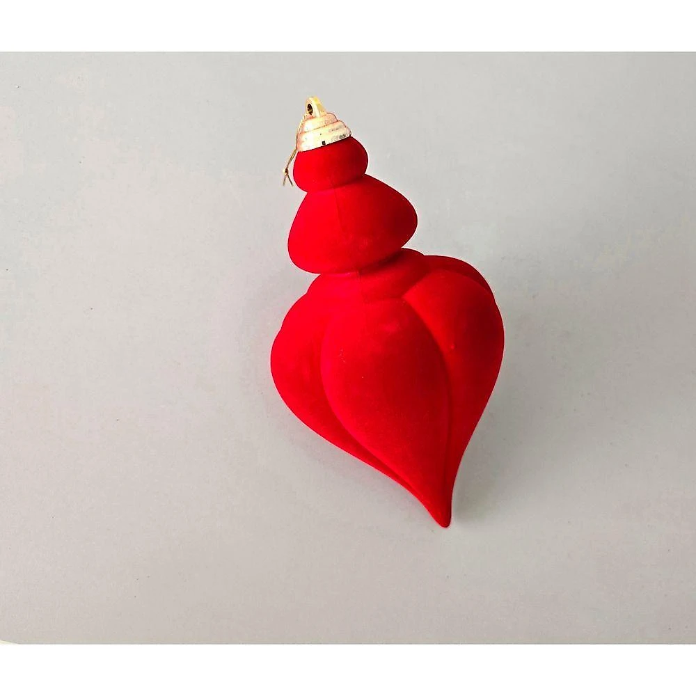 Enfeite Decorativo de Natal Enfeite Natal Pendura Cabaça Veludo Alt. 24CM X Diam. 12CM Vermelho