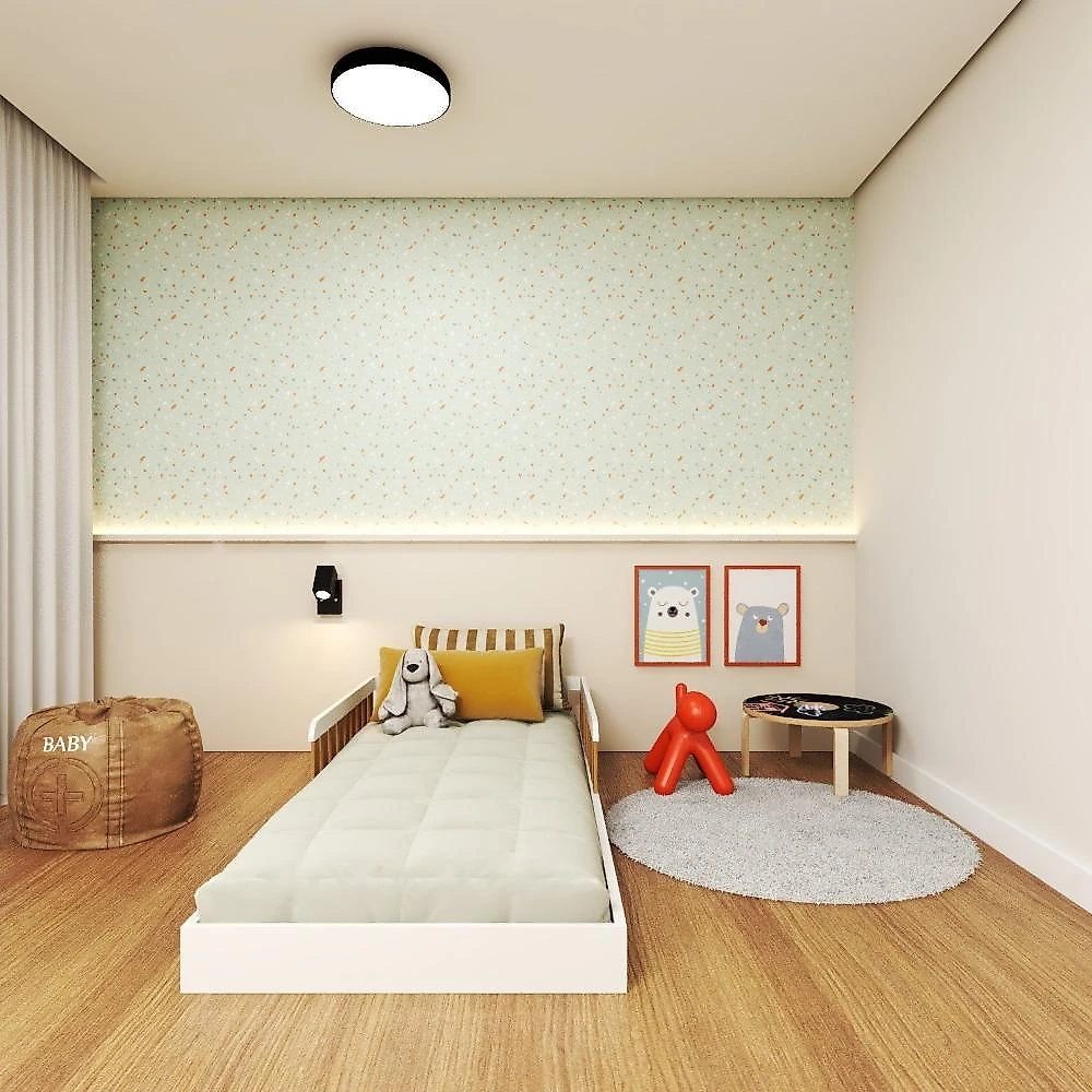 Cama Infantil Montessoriana Solteiro Ayla Branco/Carvalho Mel