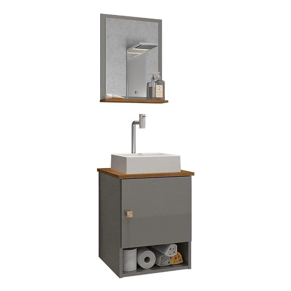 Gabinete Banheiro Lima Cuba Tulipa Bco Torn Valv Click Inox Titanium/nature Titanium/nature