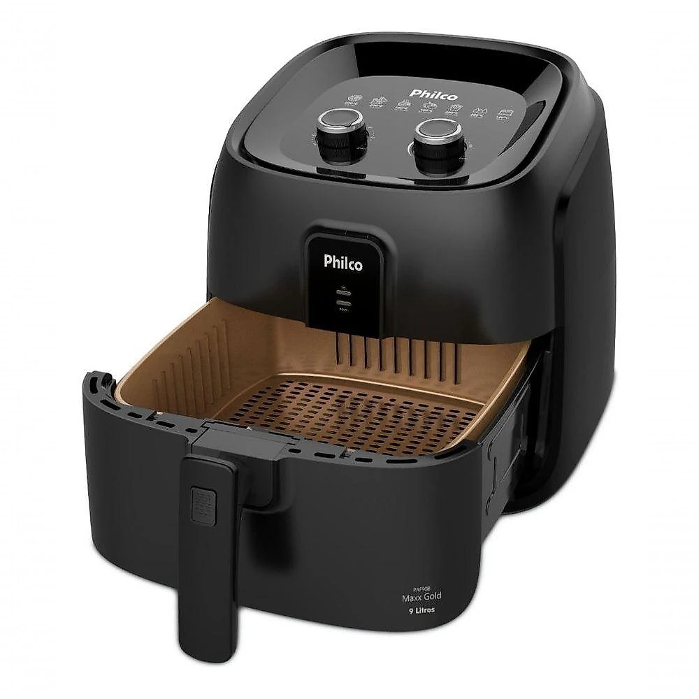 Fritadeira Elétrica Air Fryer PAF90B 9L 2000W com Cesto Quadrado Gold para Fritar Assar Grelhar