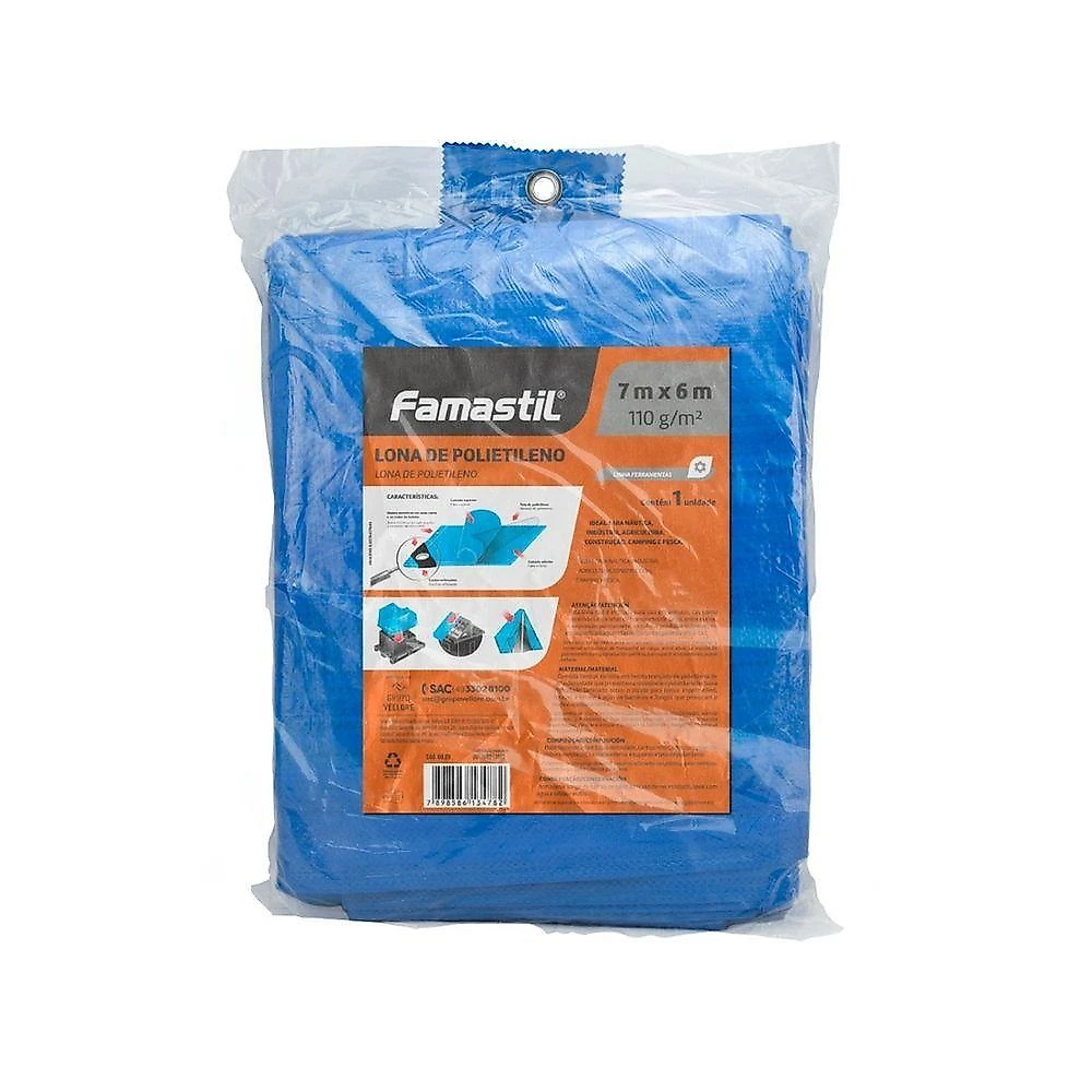Lona de Polietileno 12x10m Impermeável com Cantos Reforçados Azul Famastil