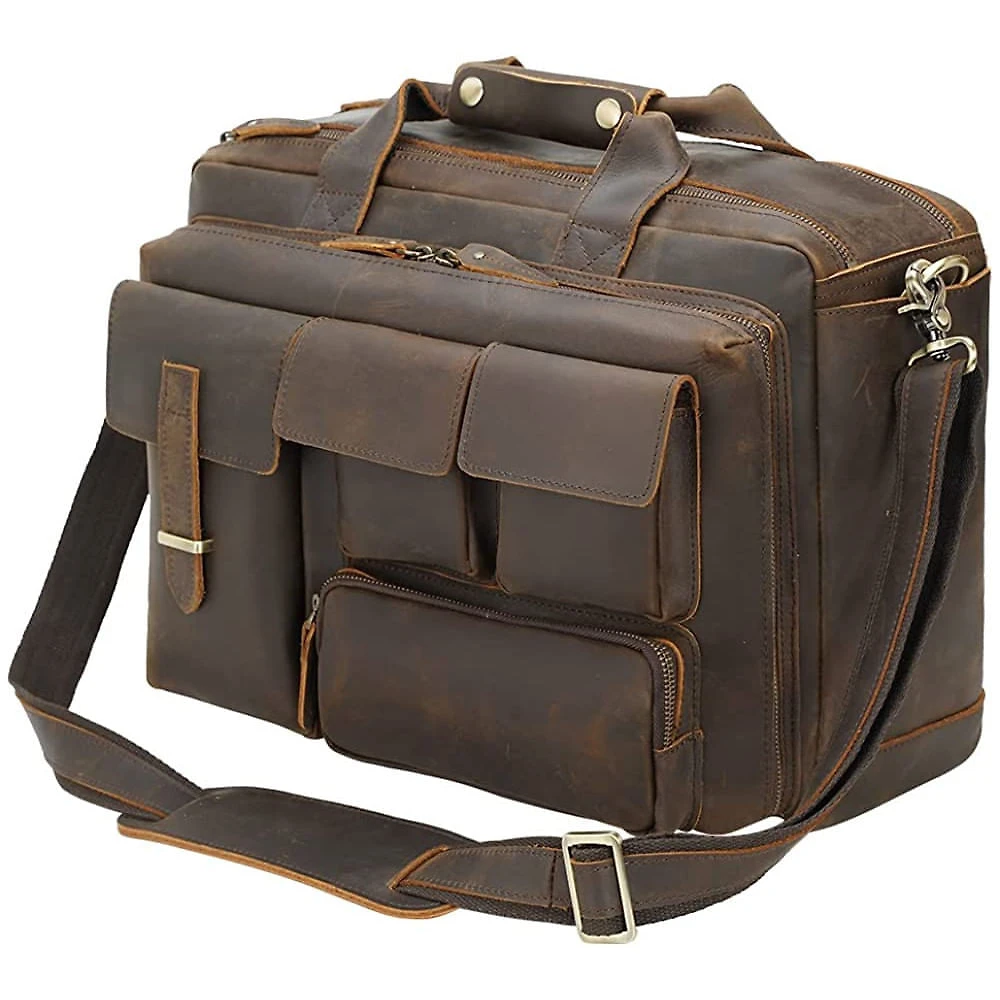 TIDING BolsaMaleta de Couro Genuíno Masculina para Laptop 43