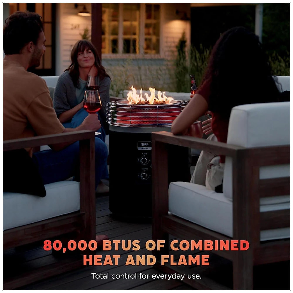 Ninja Fireside360 Aquecedor Externo com 3 Modos: Chama, Calor e Chama + Calor - Portátil e Sem Fumaça