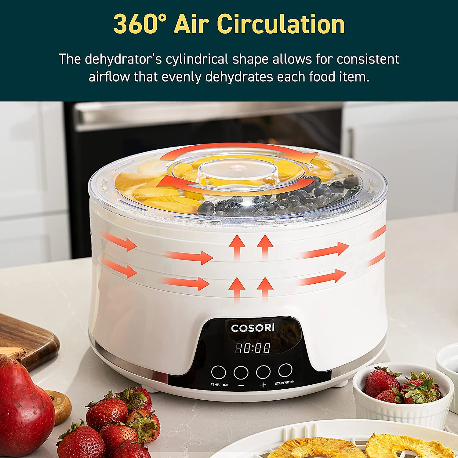 COSORI CFDN051W Desidratador de Alimentos com 5 Bandejas Cronômetro 110V600W Branco