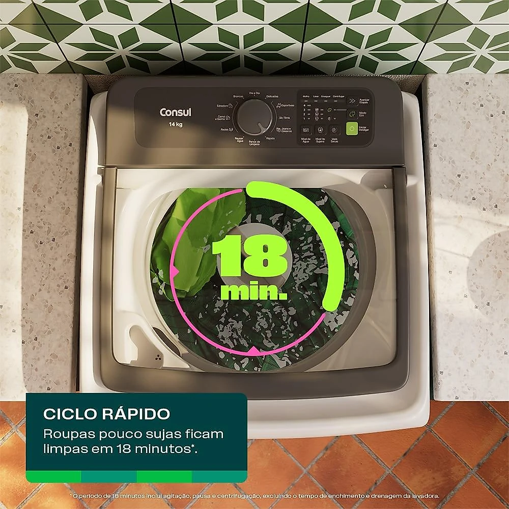 Máquina de Lavar Roupas com Modo Eco Consul 14 Kg CWN14AB, Branca - 220V 220 Volts