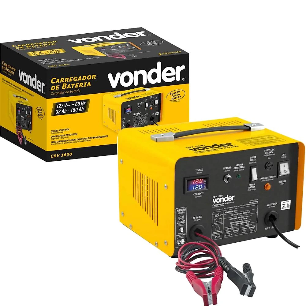 Carregador de bateria 32-150ah 12v 127v cbv1600 vonder